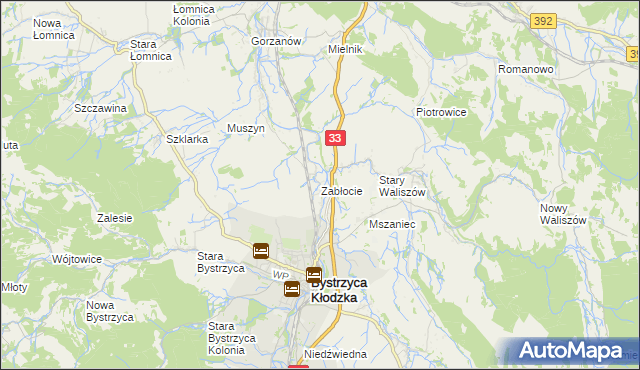 mapa Zabłocie gmina Bystrzyca Kłodzka, Zabłocie gmina Bystrzyca Kłodzka na mapie Targeo