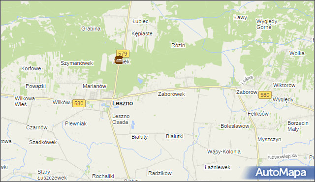 mapa Zaborówek gmina Leszno, Zaborówek gmina Leszno na mapie Targeo