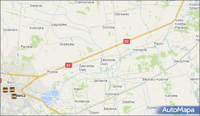 mapa Zabostów Duży, Zabostów Duży na mapie Targeo