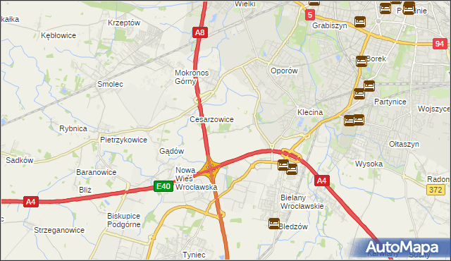 mapa Zabrodzie gmina Kąty Wrocławskie, Zabrodzie gmina Kąty Wrocławskie na mapie Targeo