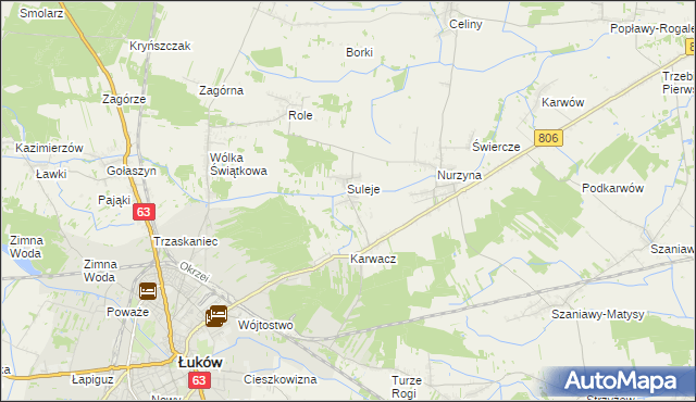 mapa Zabrodzie gmina Łuków, Zabrodzie gmina Łuków na mapie Targeo