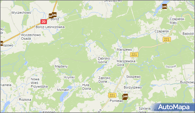 mapa Ząbrsko Górne, Ząbrsko Górne na mapie Targeo