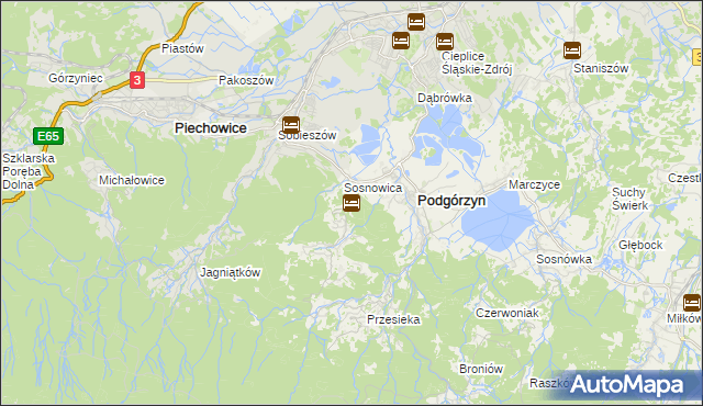 mapa Zachełmie gmina Podgórzyn, Zachełmie gmina Podgórzyn na mapie Targeo