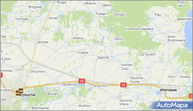 mapa Zagórze gmina Wieniawa, Zagórze gmina Wieniawa na mapie Targeo