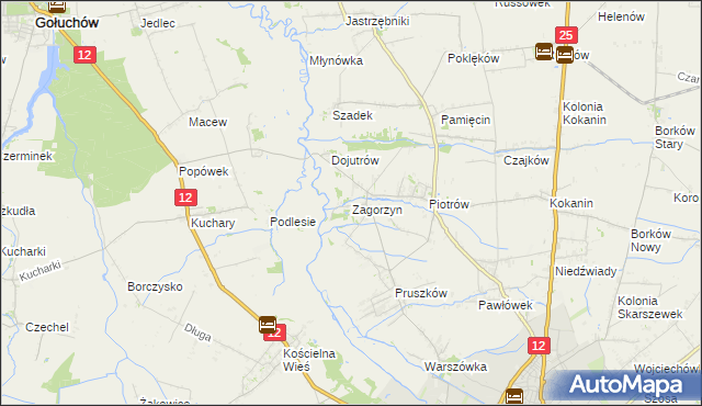 mapa Zagorzyn gmina Blizanów, Zagorzyn gmina Blizanów na mapie Targeo