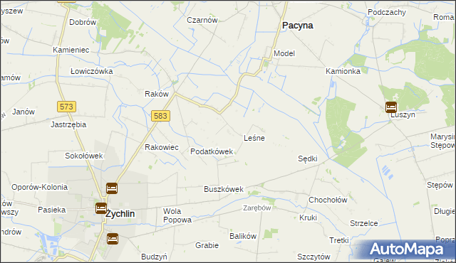 mapa Zagroby gmina Żychlin, Zagroby gmina Żychlin na mapie Targeo