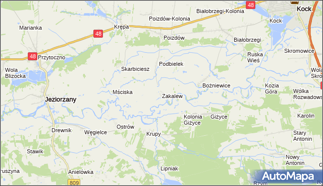 mapa Zakalew, Zakalew na mapie Targeo
