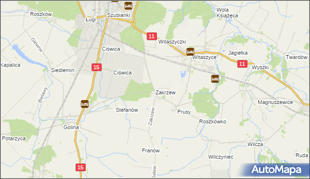 mapa Zakrzew gmina Jarocin, Zakrzew gmina Jarocin na mapie Targeo
