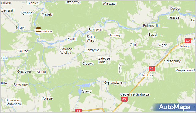 mapa Załęcze Małe, Załęcze Małe na mapie Targeo