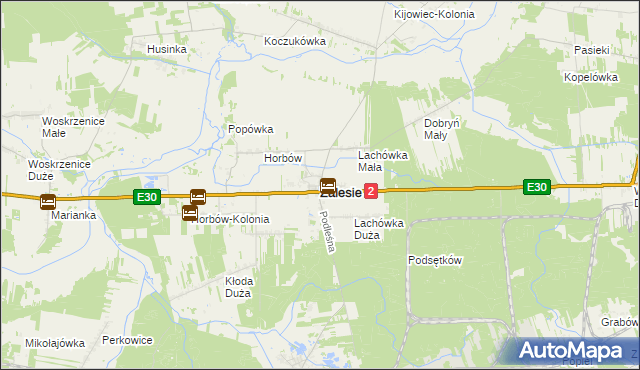 mapa Zalesie powiat bialski, Zalesie powiat bialski na mapie Targeo