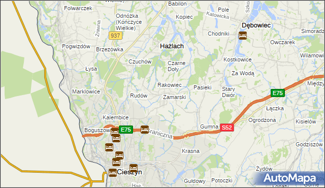 mapa Zamarski, Zamarski na mapie Targeo