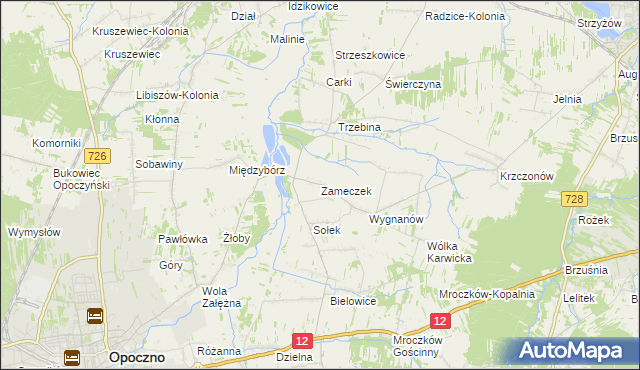 mapa Zameczek gmina Opoczno, Zameczek gmina Opoczno na mapie Targeo