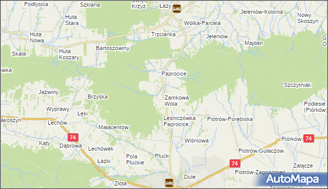 mapa Zamkowa Wola, Zamkowa Wola na mapie Targeo