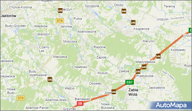 mapa Zapole gmina Grodzisk Mazowiecki, Zapole gmina Grodzisk Mazowiecki na mapie Targeo