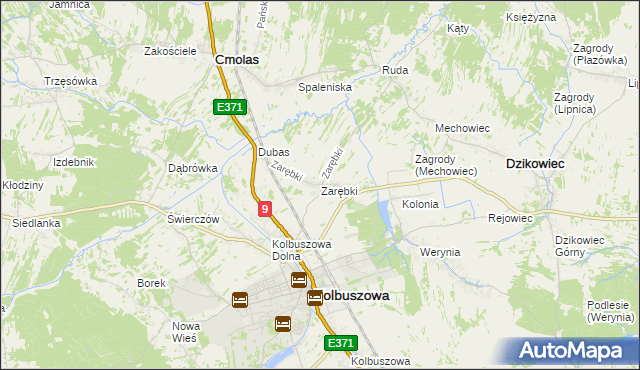 mapa Zarębki gmina Kolbuszowa, Zarębki gmina Kolbuszowa na mapie Targeo