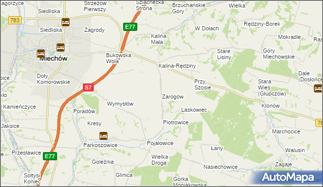 mapa Zarogów, Zarogów na mapie Targeo