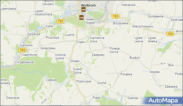 mapa Zasępiec, Zasępiec na mapie Targeo