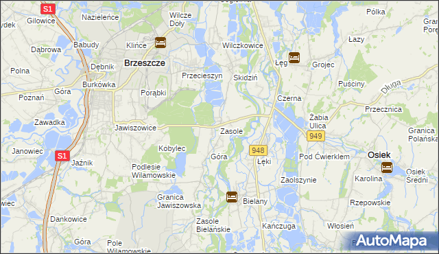 mapa Zasole, Zasole na mapie Targeo