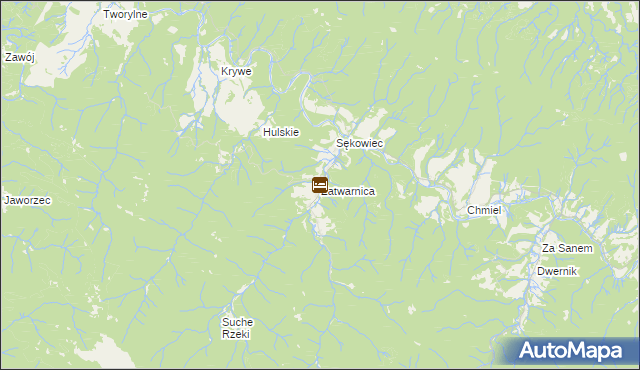 mapa Zatwarnica, Zatwarnica na mapie Targeo