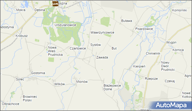 mapa Zawada gmina Głogówek, Zawada gmina Głogówek na mapie Targeo