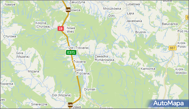 mapa Zawadka Rymanowska, Zawadka Rymanowska na mapie Targeo