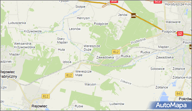 mapa Zawadówka gmina Rejowiec, Zawadówka gmina Rejowiec na mapie Targeo