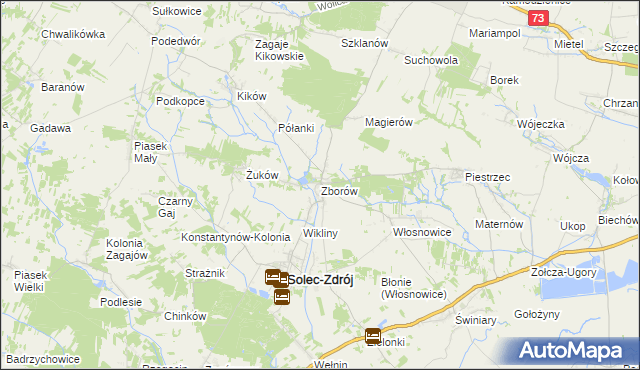 mapa Zborów gmina Solec-Zdrój, Zborów gmina Solec-Zdrój na mapie Targeo