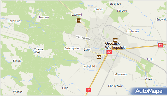 mapa Zdrój gmina Grodzisk Wielkopolski, Zdrój gmina Grodzisk Wielkopolski na mapie Targeo