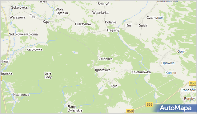 mapa Żelebsko, Żelebsko na mapie Targeo