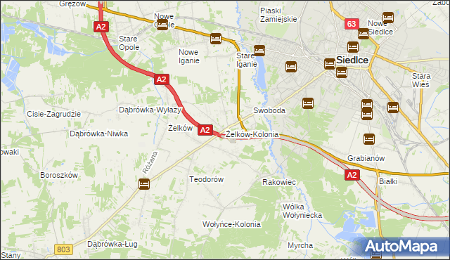 mapa Żelków-Kolonia, Żelków-Kolonia na mapie Targeo