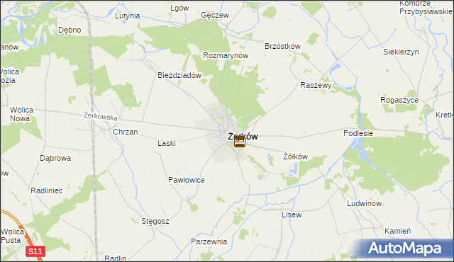 mapa Żerków powiat jarociński, Żerków powiat jarociński na mapie Targeo