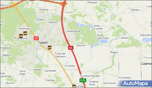 mapa Żeromin gmina Tuszyn, Żeromin gmina Tuszyn na mapie Targeo