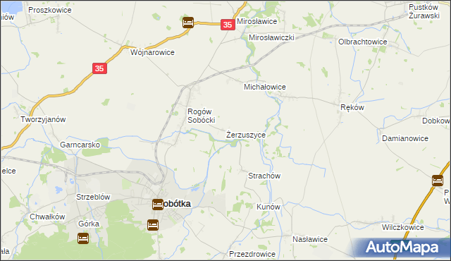 mapa Żerzuszyce, Żerzuszyce na mapie Targeo