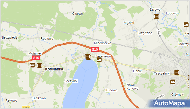 mapa Zieleniewo gmina Kobylanka, Zieleniewo gmina Kobylanka na mapie Targeo