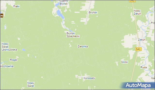 mapa Zielonka gmina Lidzbark, Zielonka gmina Lidzbark na mapie Targeo