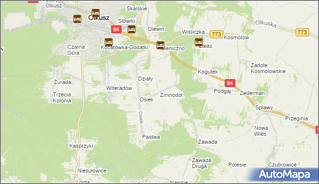 mapa Zimnodół, Zimnodół na mapie Targeo