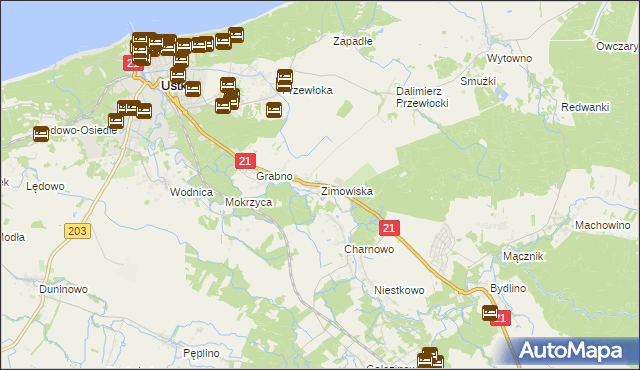 mapa Zimowiska, Zimowiska na mapie Targeo