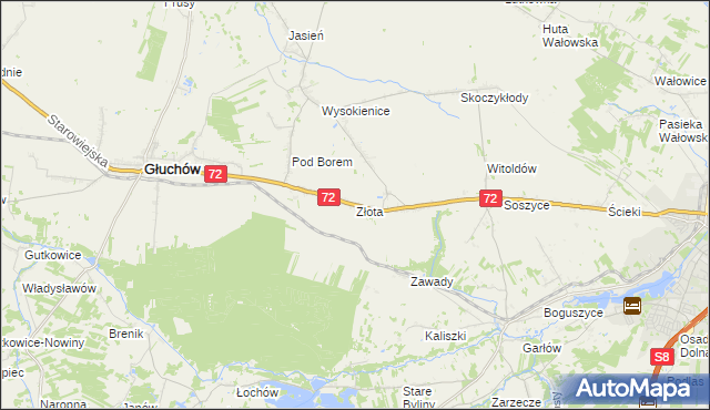 mapa Złota gmina Głuchów, Złota gmina Głuchów na mapie Targeo