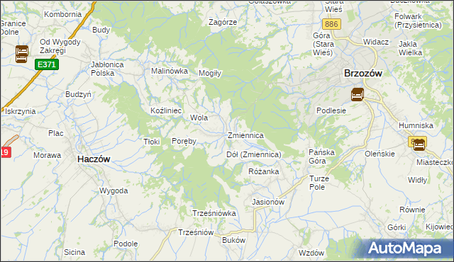 mapa Zmiennica, Zmiennica na mapie Targeo