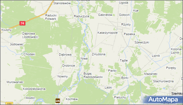 mapa Zmyślona gmina Siemkowice, Zmyślona gmina Siemkowice na mapie Targeo