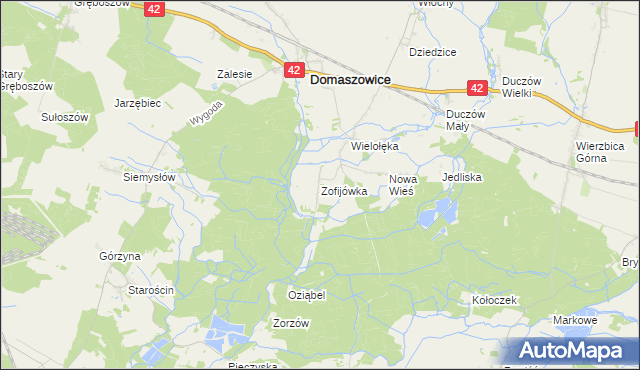 mapa Zofijówka gmina Domaszowice, Zofijówka gmina Domaszowice na mapie Targeo