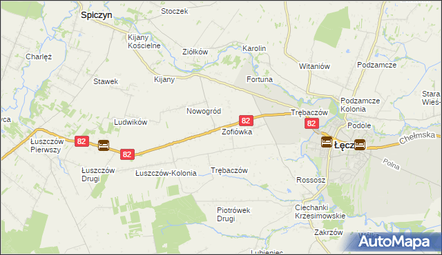 mapa Zofiówka gmina Łęczna, Zofiówka gmina Łęczna na mapie Targeo