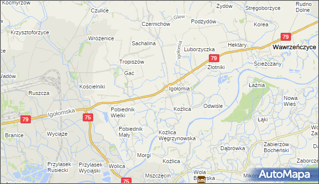 mapa Zofipole gmina Igołomia-Wawrzeńczyce, Zofipole gmina Igołomia-Wawrzeńczyce na mapie Targeo