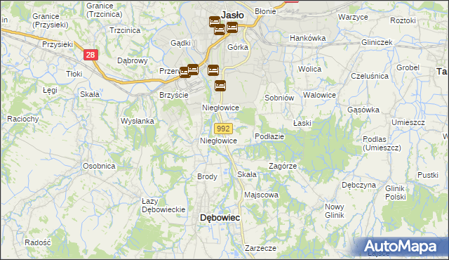 mapa Żółków gmina Jasło, Żółków gmina Jasło na mapie Targeo