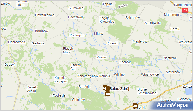 mapa Żuków gmina Solec-Zdrój, Żuków gmina Solec-Zdrój na mapie Targeo