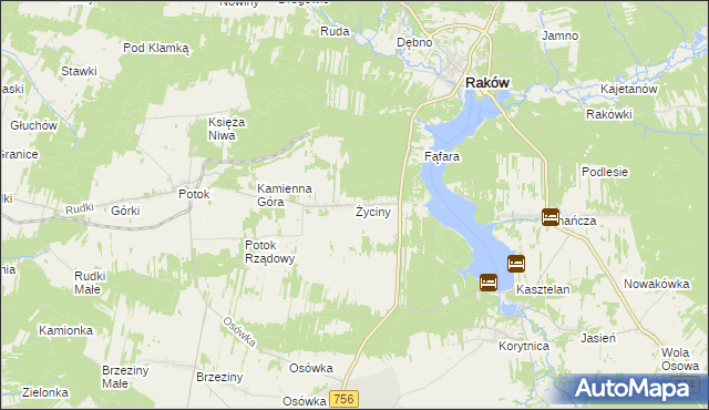 mapa Życiny, Życiny na mapie Targeo