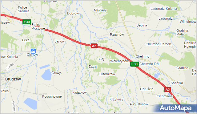 mapa Gaj gmina Dąbie, Gaj gmina Dąbie na mapie Targeo