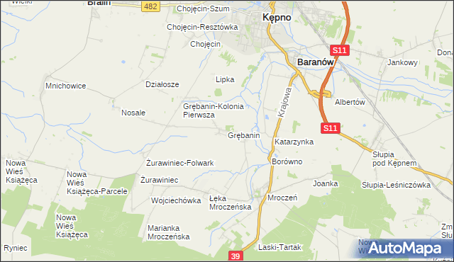 mapa Grębanin, Grębanin na mapie Targeo