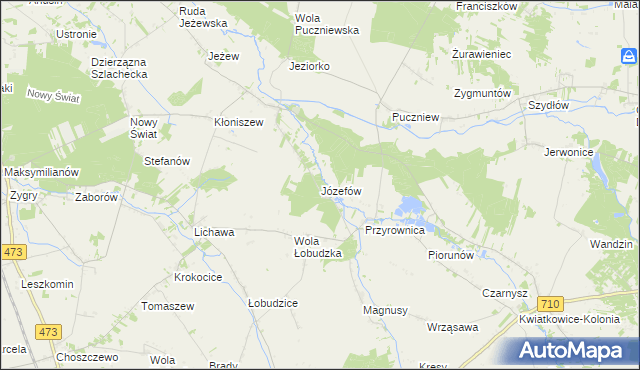 mapa Józefów gmina Zadzim, Józefów gmina Zadzim na mapie Targeo