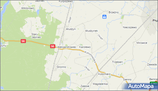 mapa Karolewo gmina Dobrcz, Karolewo gmina Dobrcz na mapie Targeo